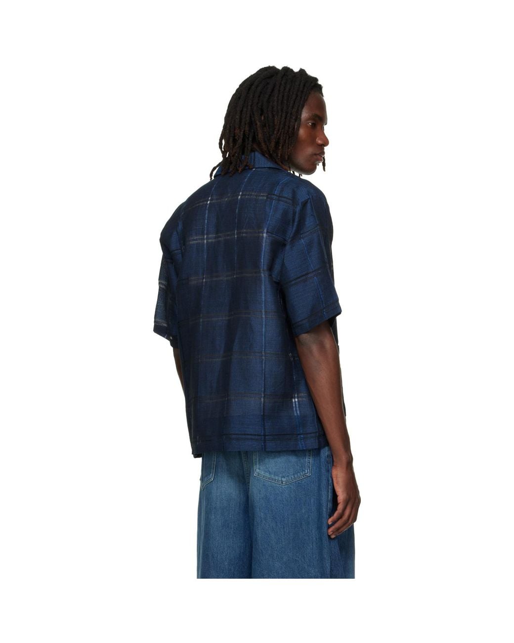 Needles Blue Plaid Jacquard Cabana Shirt for men