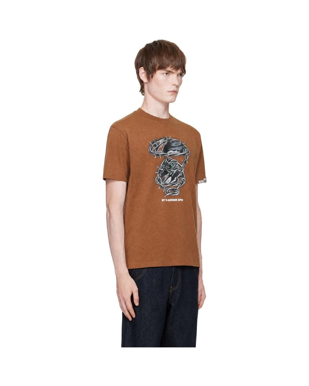 Aape By A Bathing Ape Black 'Aapeunvs' Moonface Main T-Shirt for men