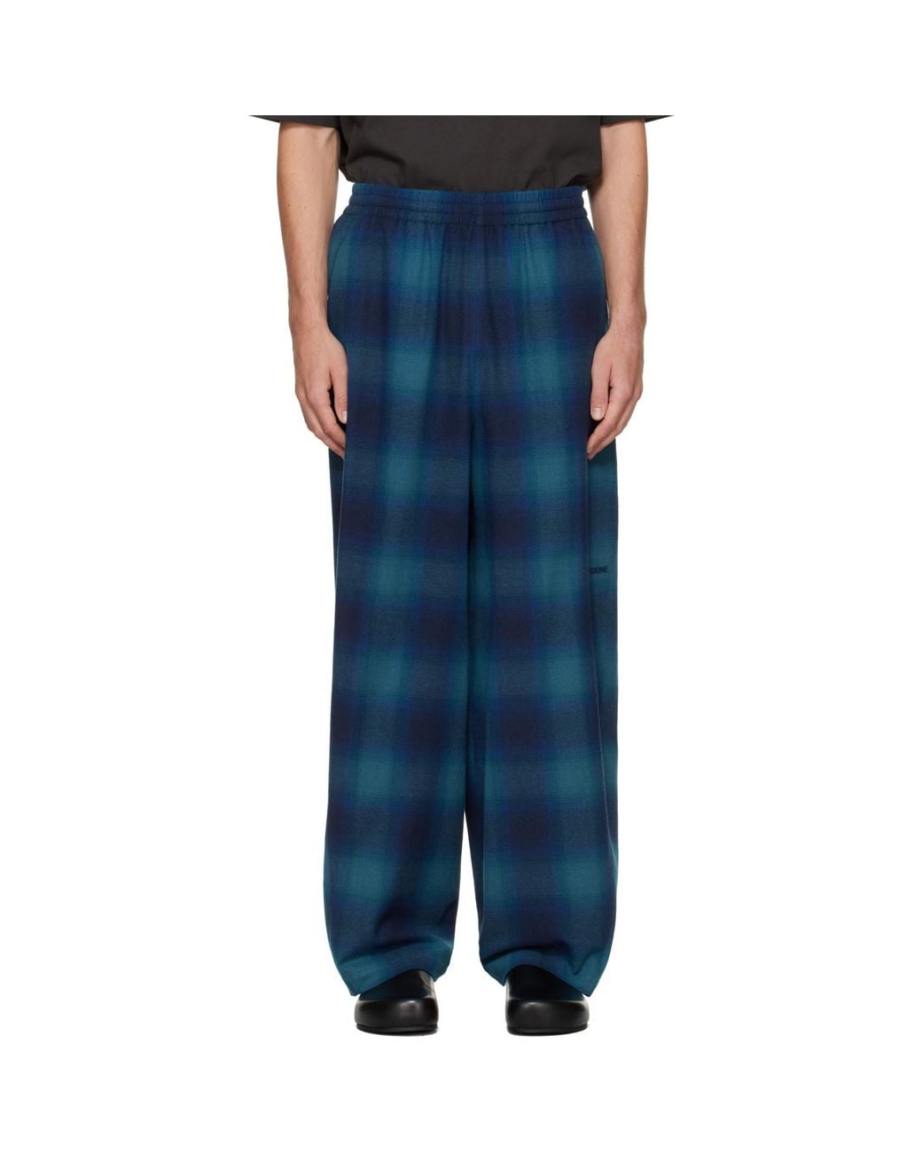 we11done Blue Flannel Lounge Pants for men