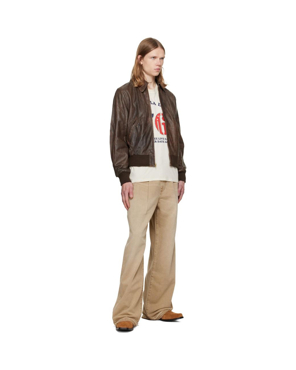 R13 Natural Damon Pleated Jeans for men