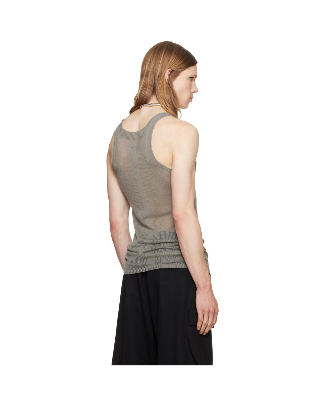 Rick Owens Gray Taupe Tower Pony Tank Top for men