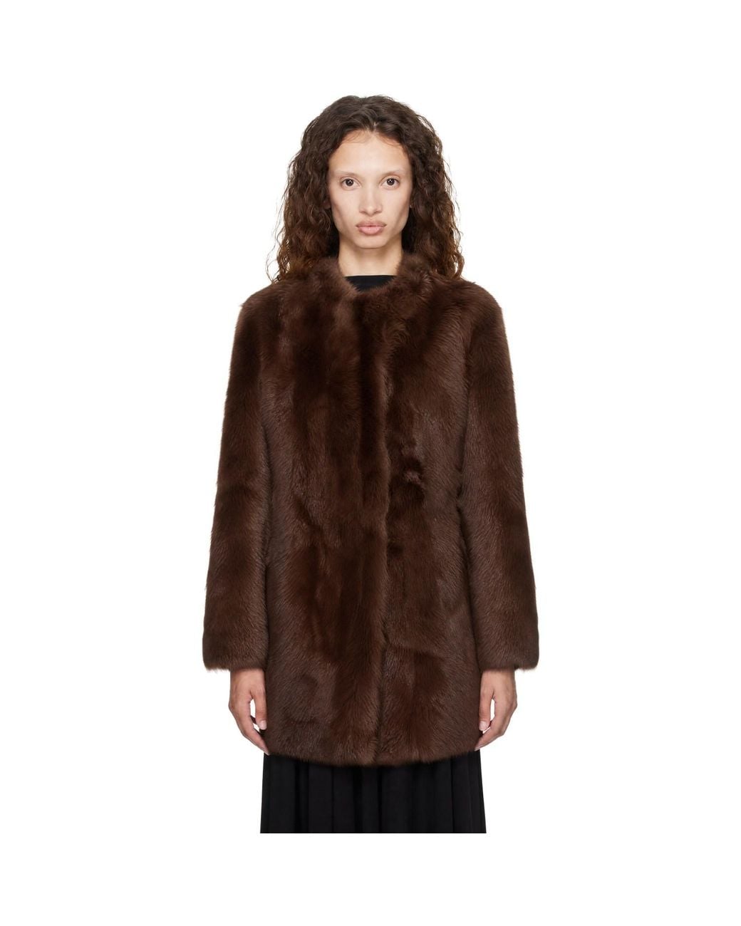 Totême Brown Short Silky Shearling Coat