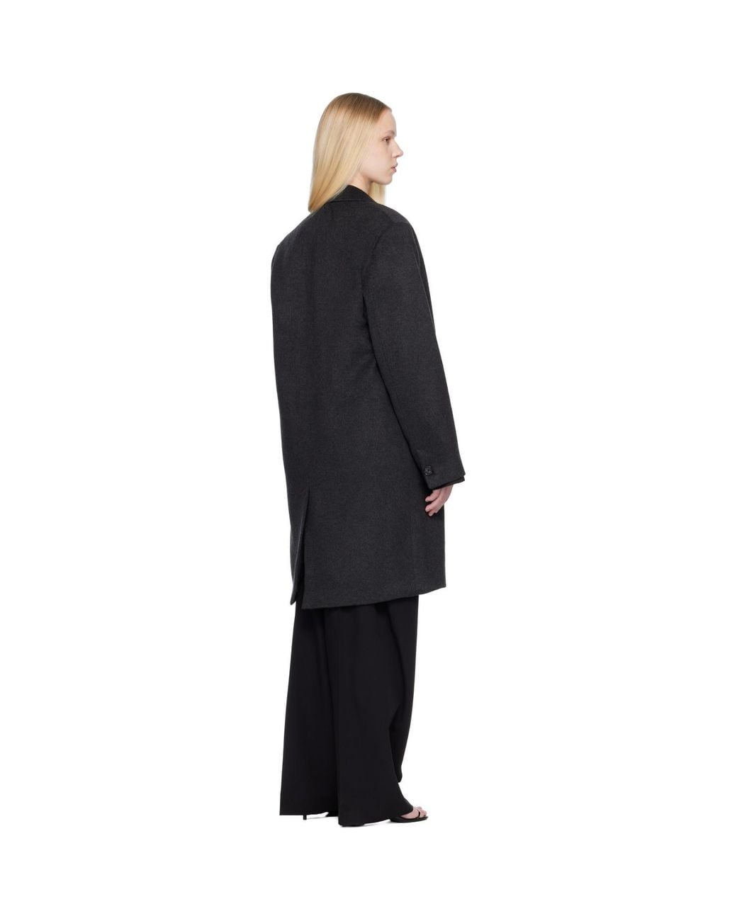 Totême Black Double-Breasted Cashmere Coat
