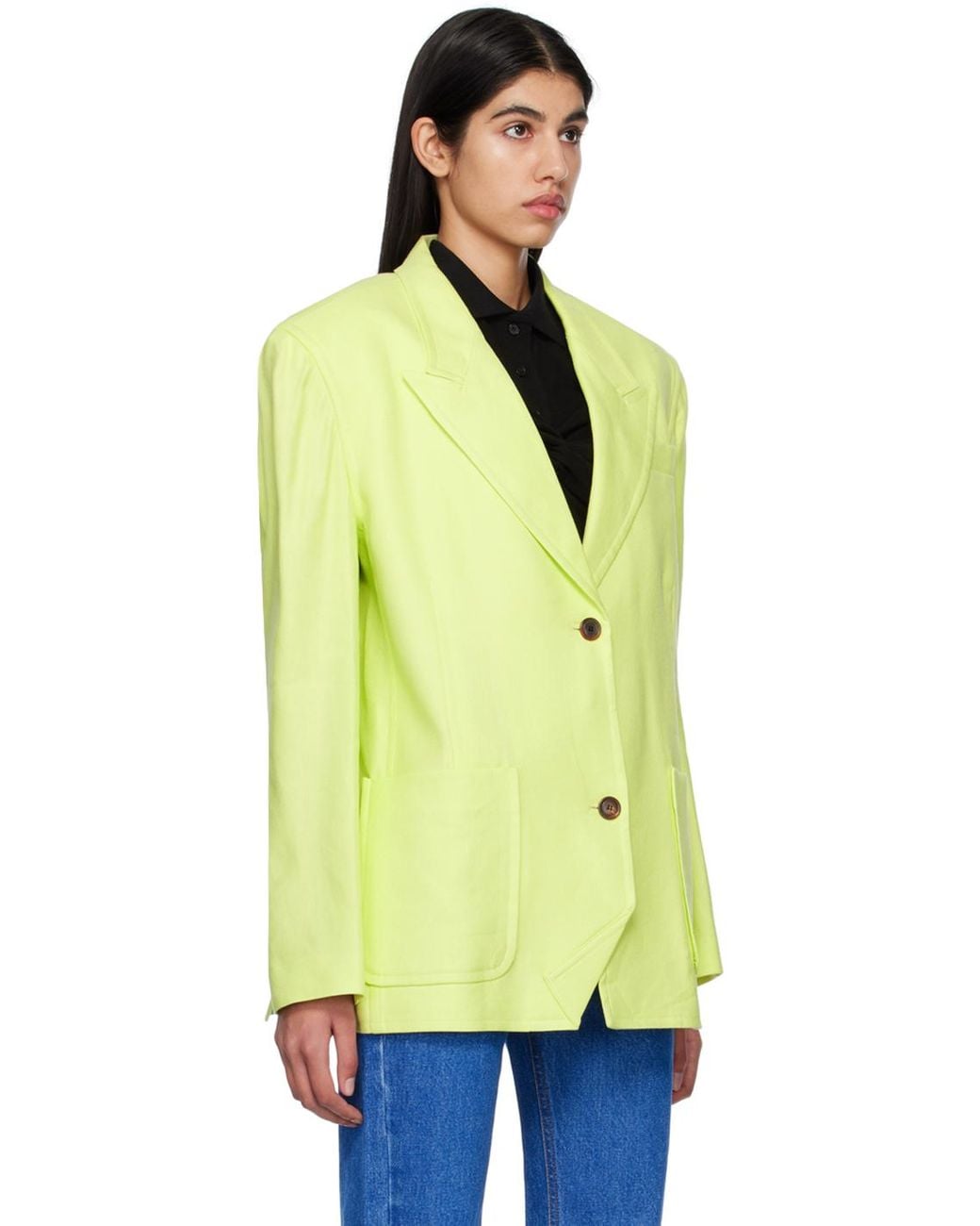 Pushbutton Yellow Folded Point Blazer