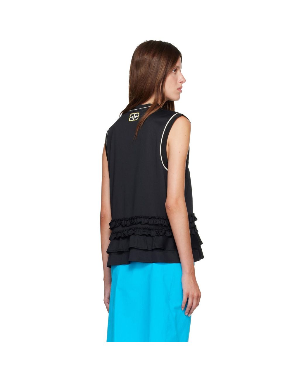 Ganni Black Cycora Oversized Tank Top