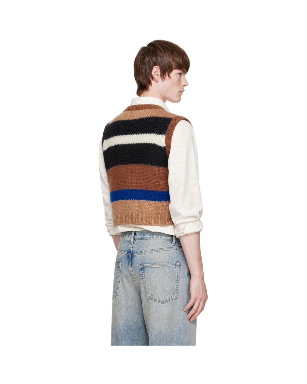 Cordera Blue Striped Waistcoat Cardigan for men