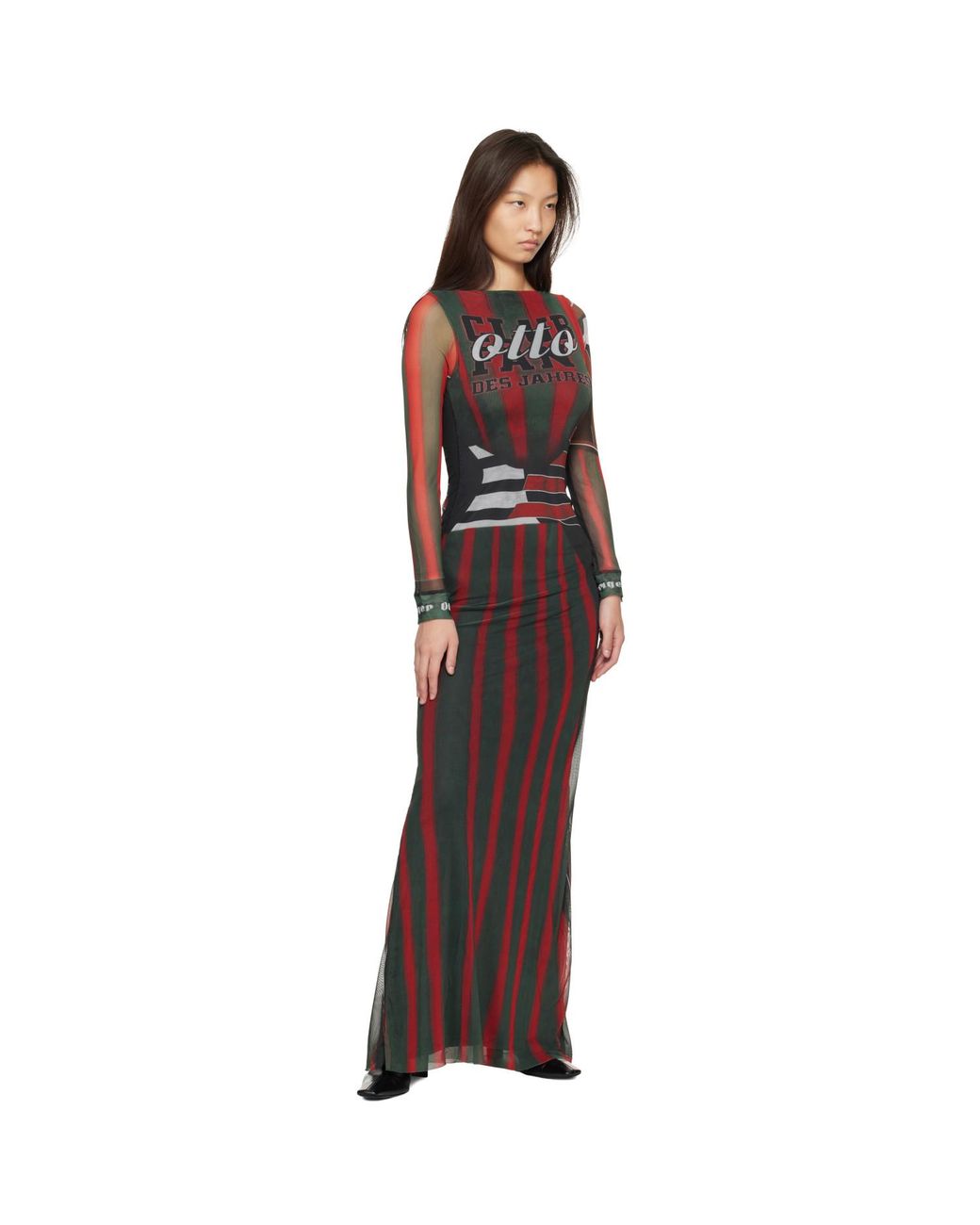 OTTOLINGER Purple Mesh Longsleeve Maxi Dress