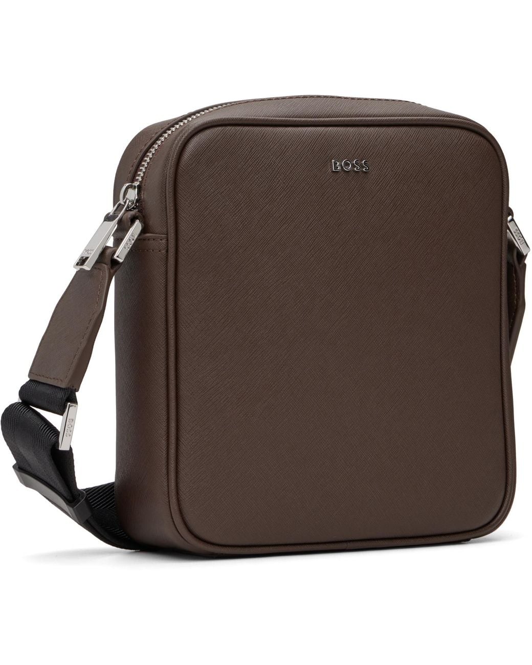 Boss Brown Logo Lettering Reporter Bag for men