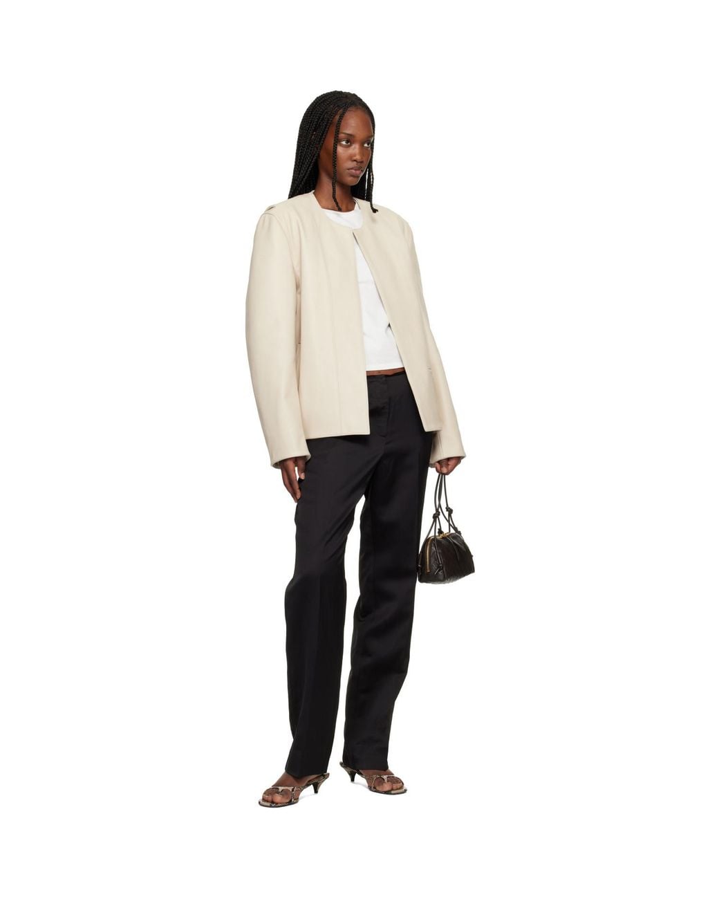 Totême Natural Off- Minimal Leather Biker Jacket