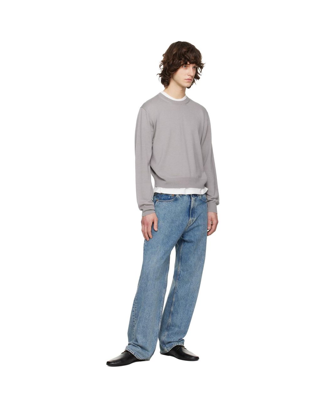 TONYWACK Black Extrafine Wool Crew Neck Knit Sweater for men