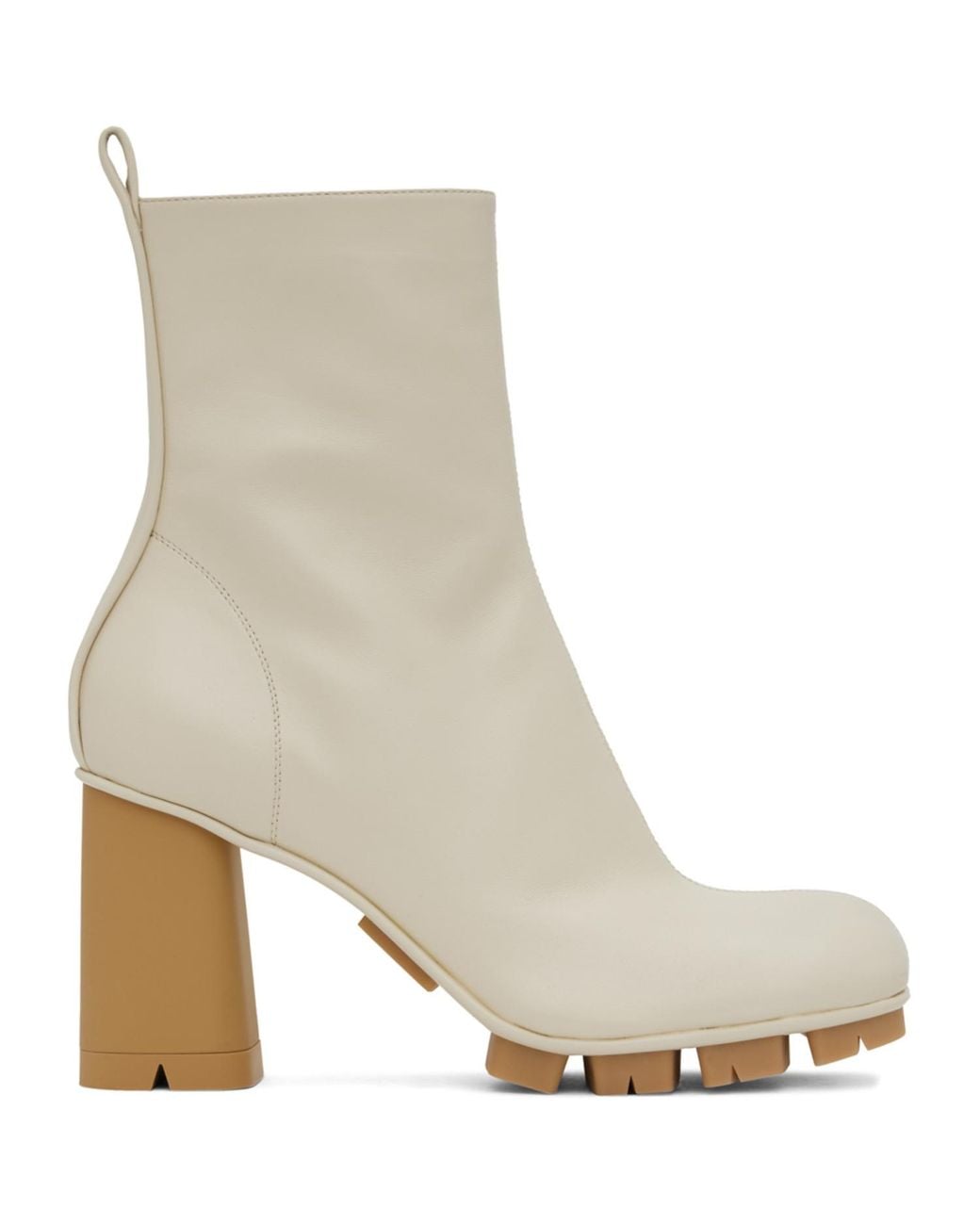 Bottega Veneta White Off- Shore Ankle Boots