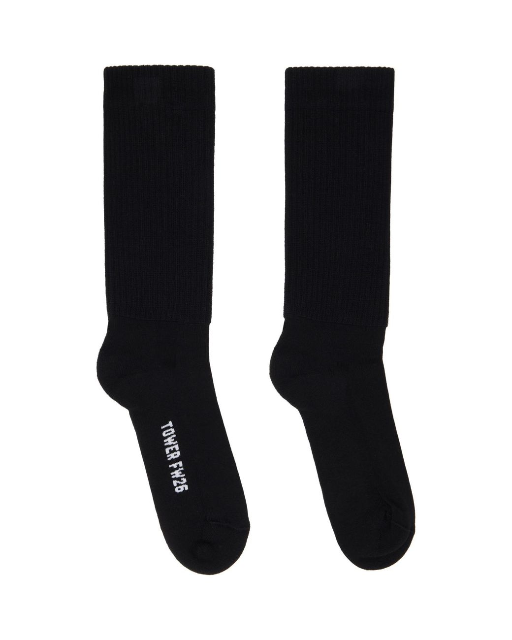 Rick Owens Black Tower Mid Calf Socks for men