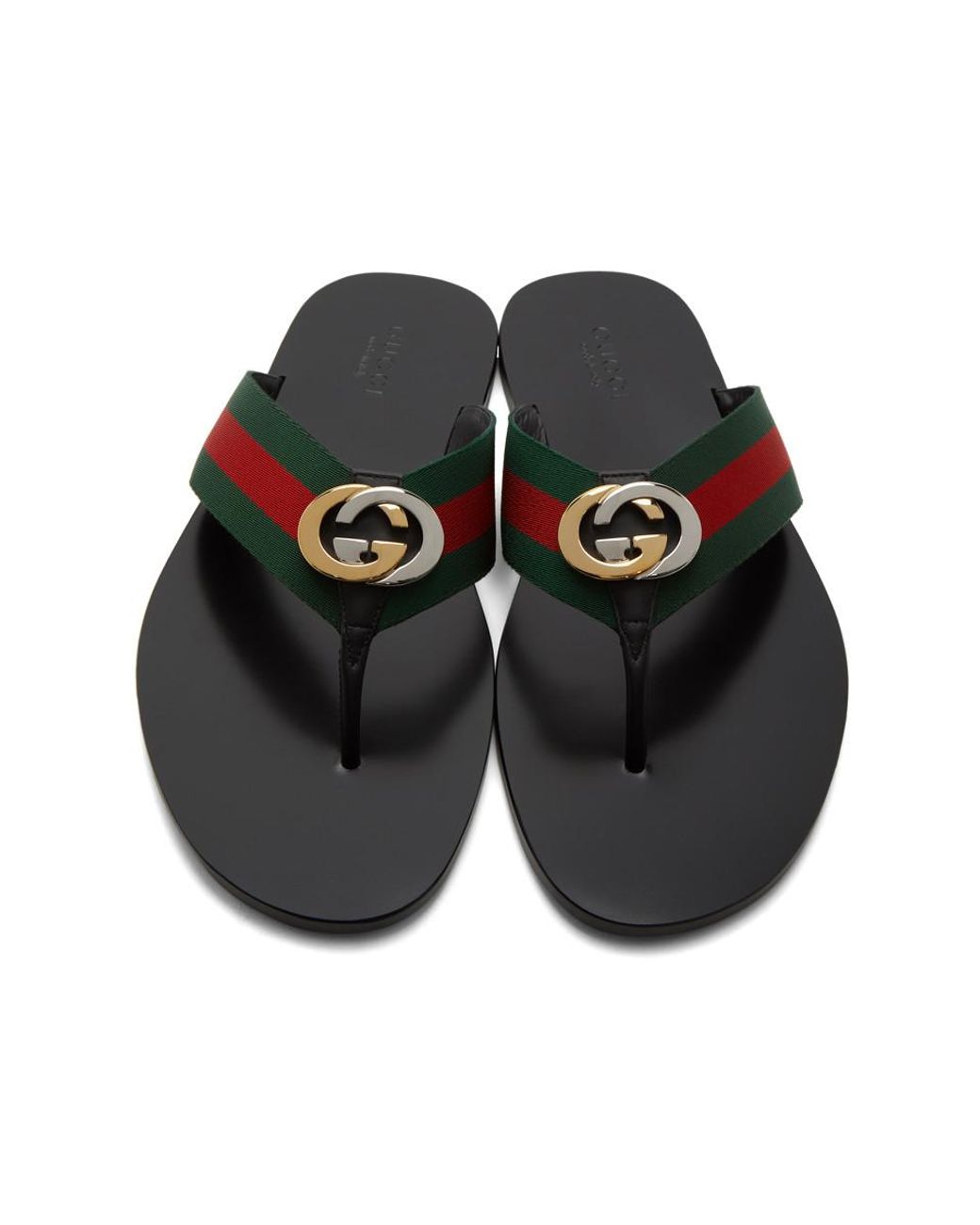 green and red gucci flip flops