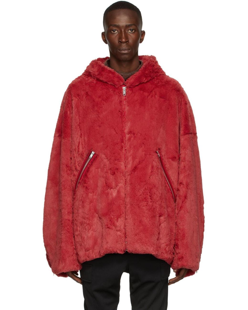 Faux fur hooded store jacket mens