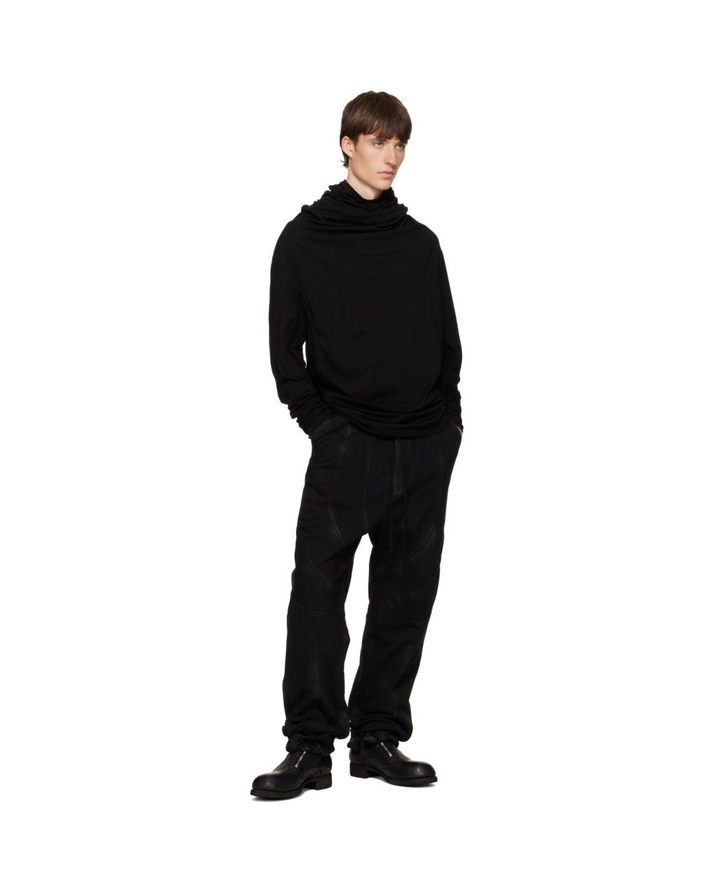 Julius Black Cowl Neck T-Shirt for men