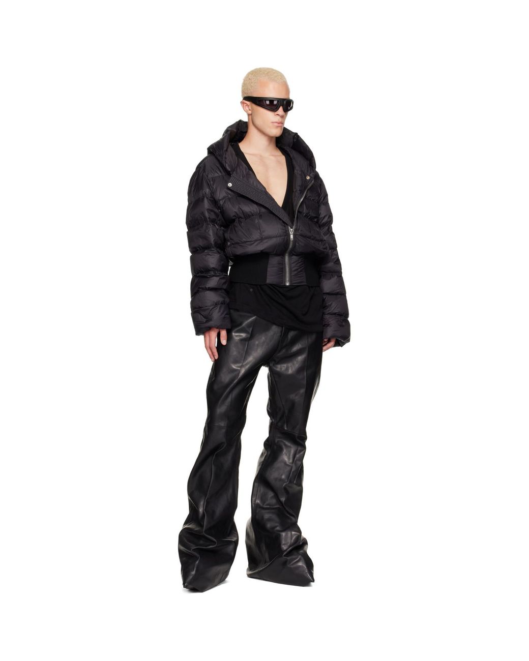 Rick Owens Black Tower Bolan Bootcut Leather Pants for men