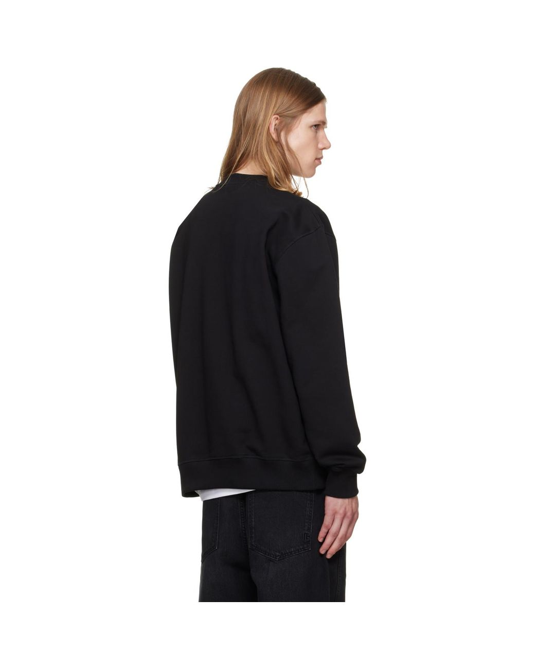 Balmain Black Quilted Flock Sweatshirt for men