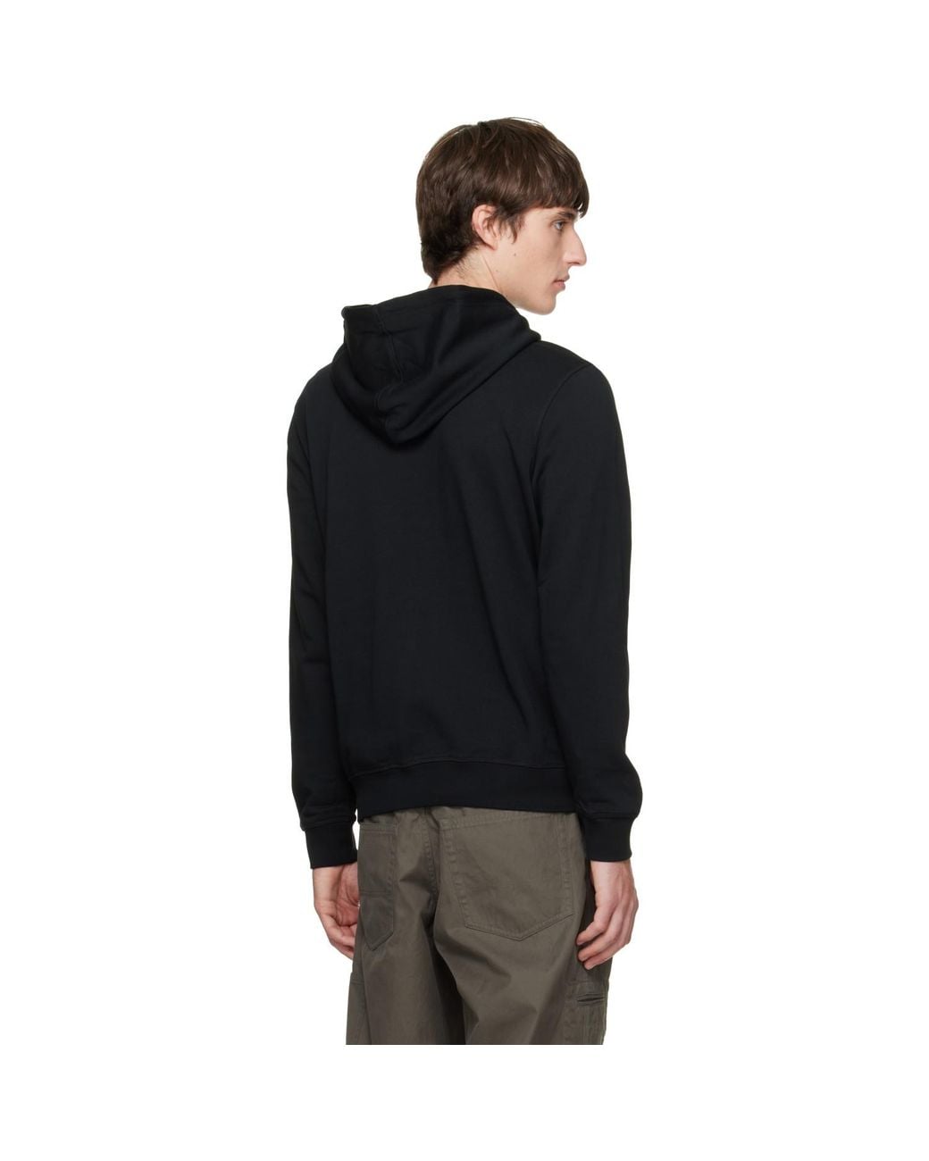 Boss Black Logo-Patch Cotton Terry Hoodie for men