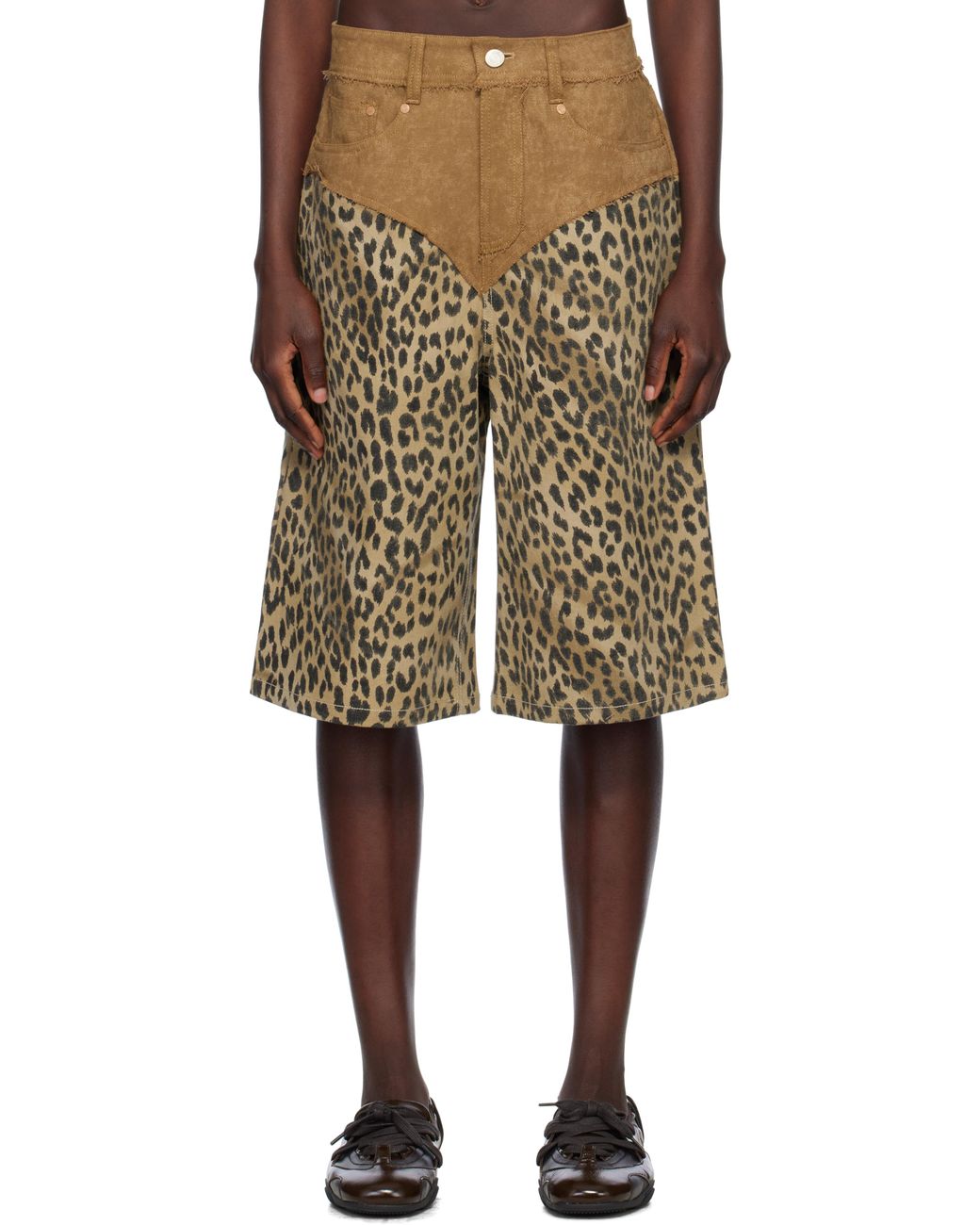 ANDERSSON BELL Oxford Combo Leopard Shorts in Natural | Lyst