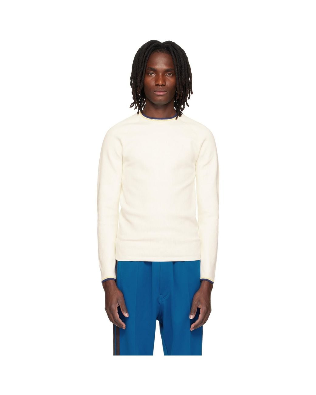 Wales Bonner White Y-3 Edition Knit Base Sweater for men