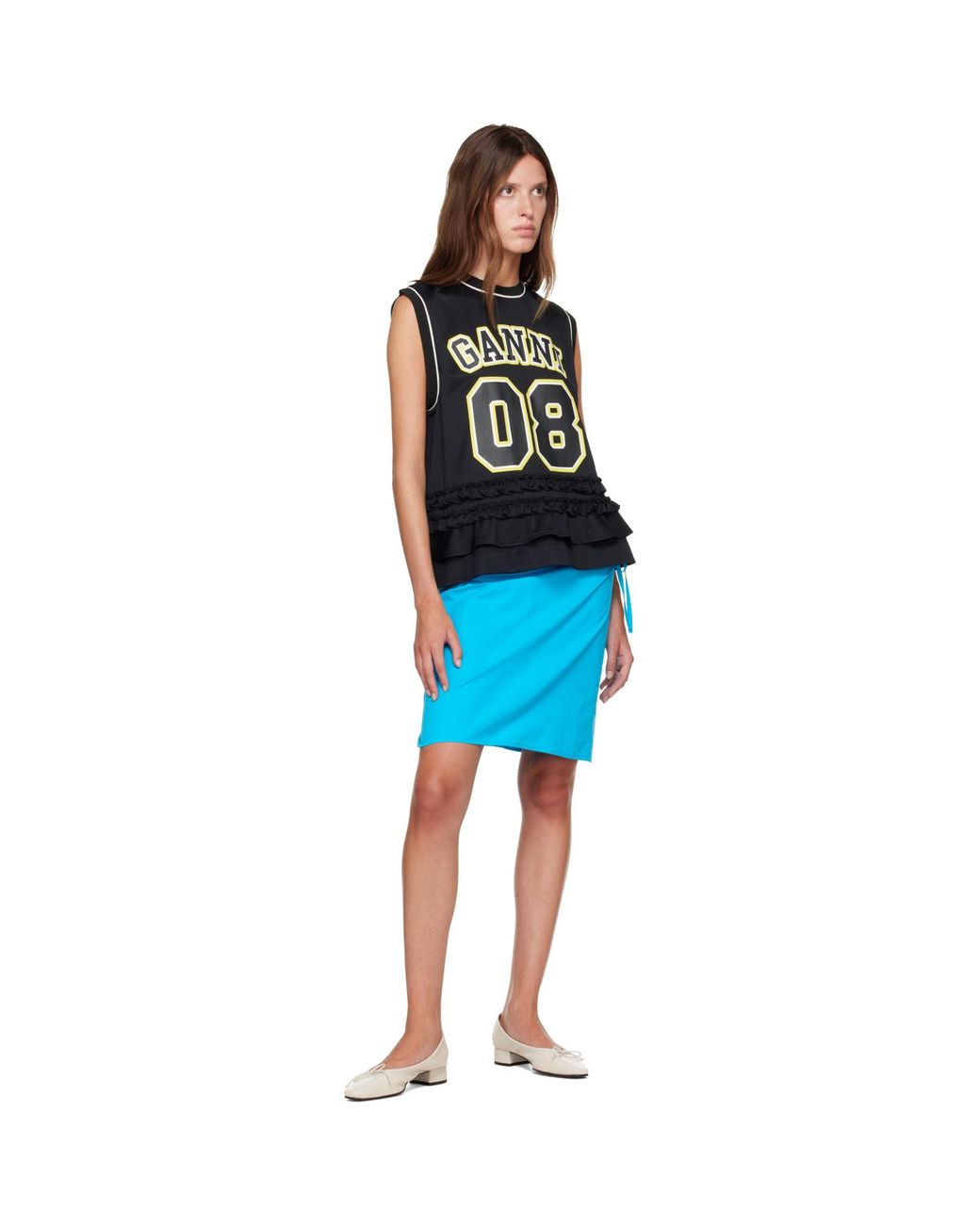 Ganni Black Cycora Oversized Tank Top
