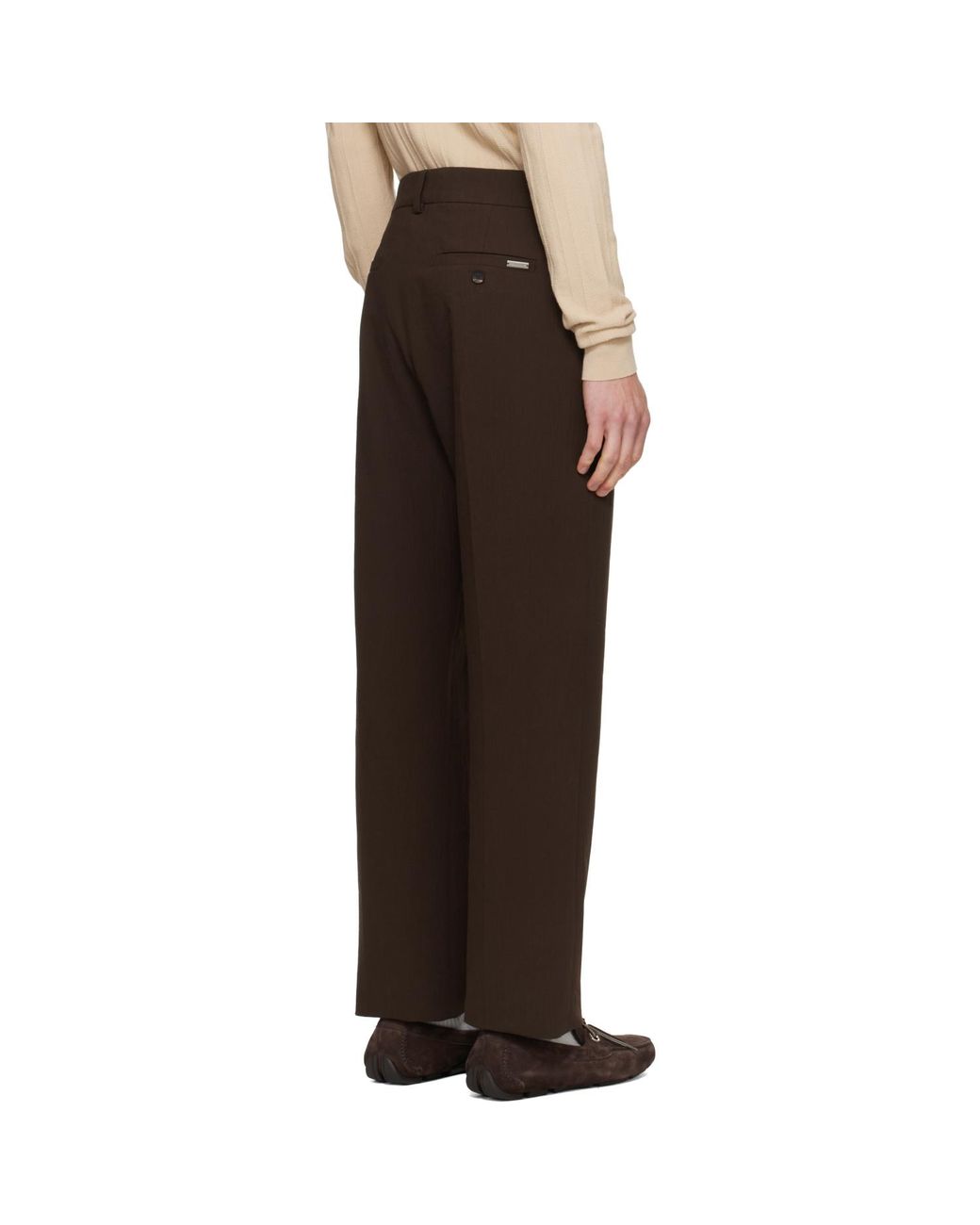 Ferragamo Brown Cotton Blend Chino Trousers for men