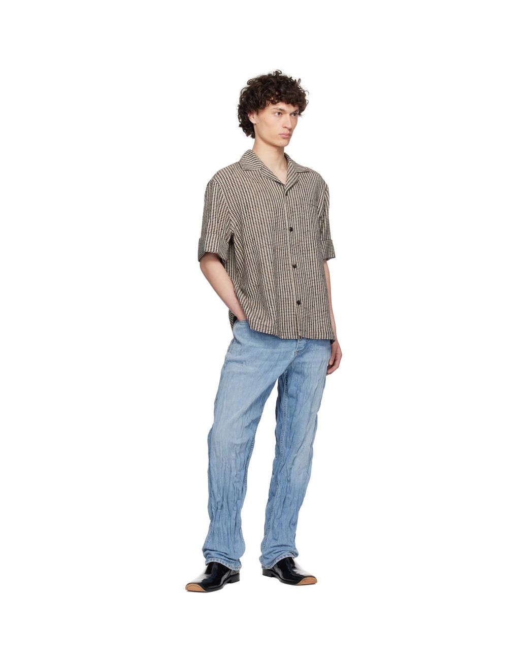 Bottega Veneta Blue Crushed Jeans for men