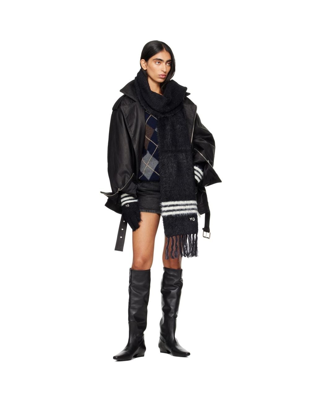 Y-3 Black Stripes Scarf for men