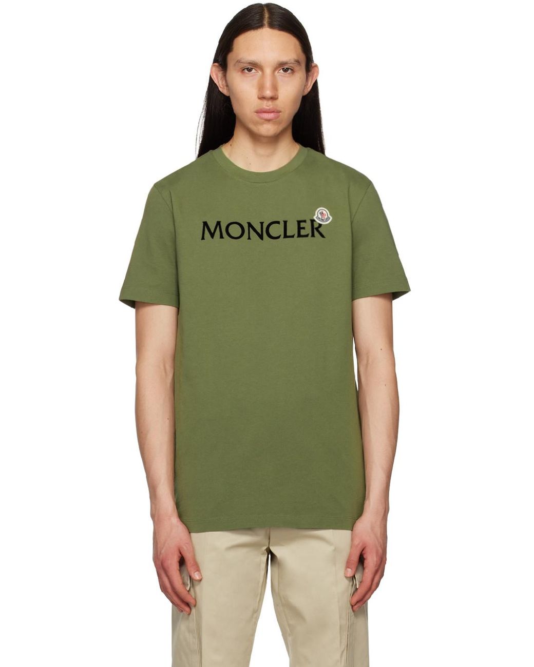 Khaki moncler shop t shirt