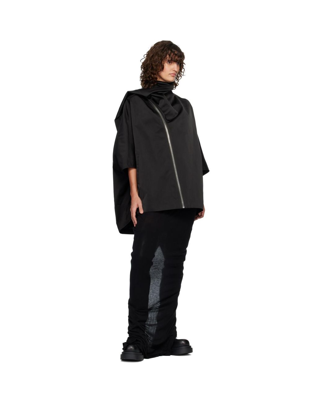 Rick Owens Black Temple Sail Biker Jacket