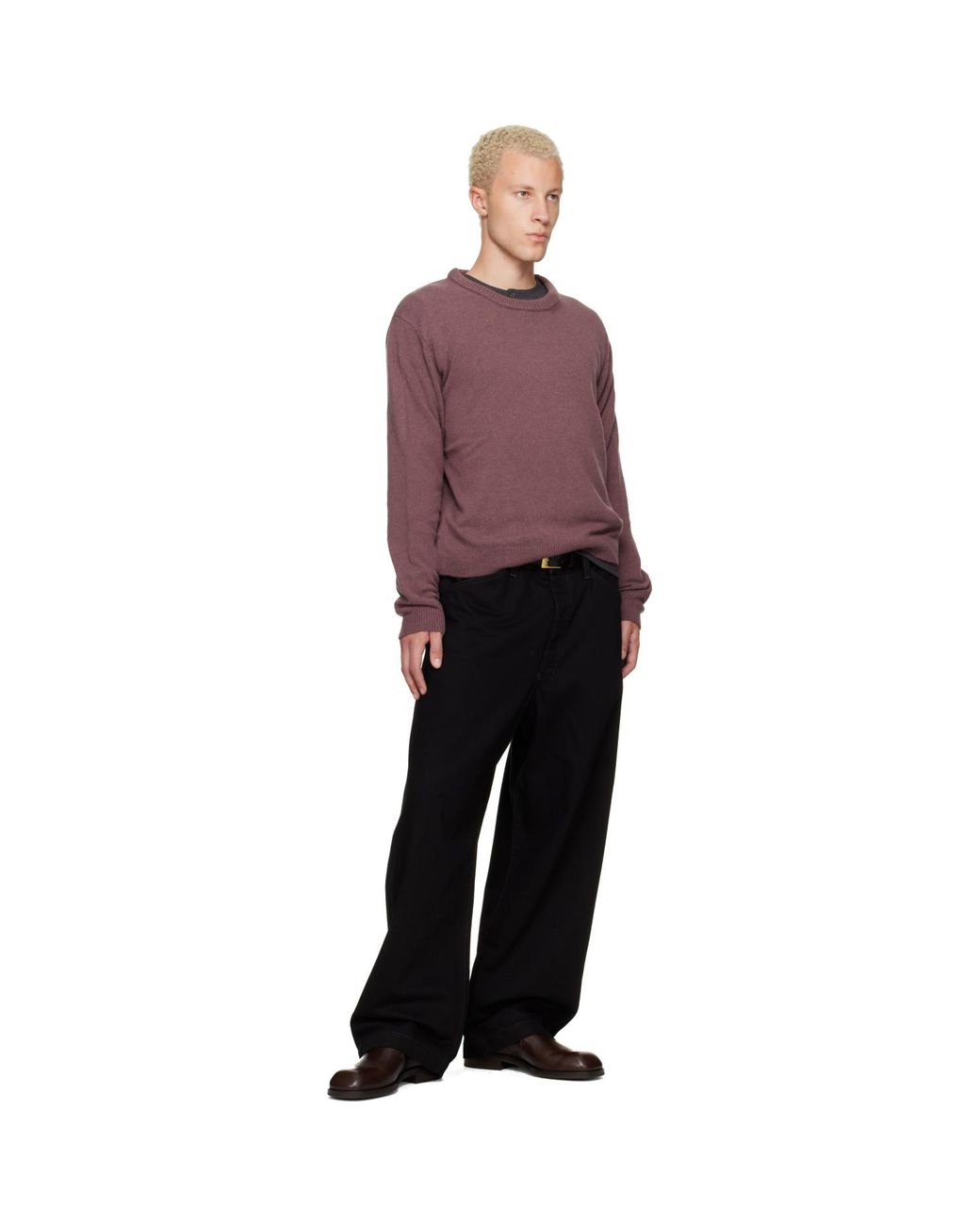Lemaire Purple Crew-Neck Alpaca Wool Blend Sweater for men
