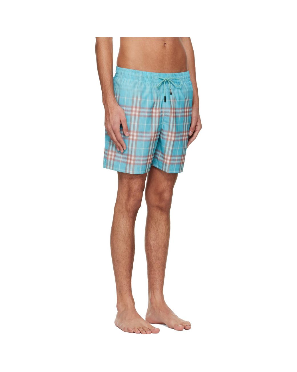 Burberry Blue Gradient Check Swim Shorts for men