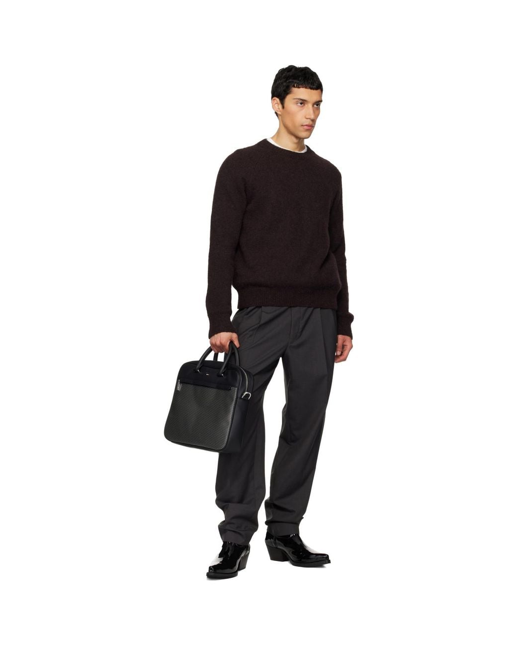 Boss Black B Monogram Signature Stripe Briefcase for men