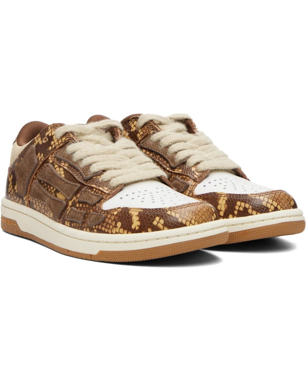 Amiri Brown Printed Python Skel Top Low Sneakers