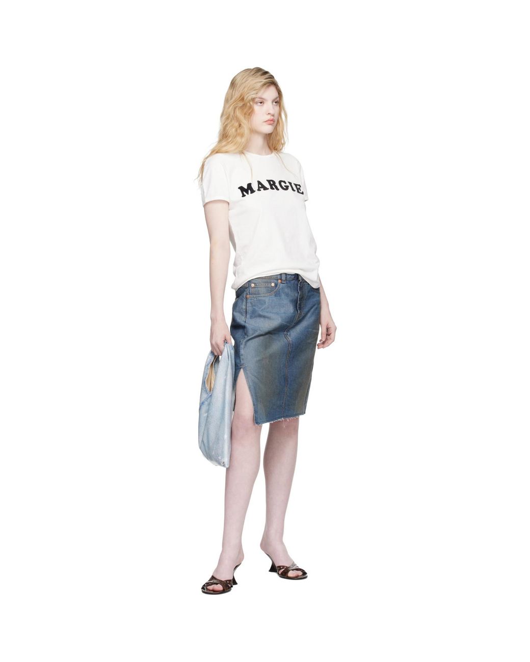 MM6 by Maison Margiela Blue Small Triangle Tote