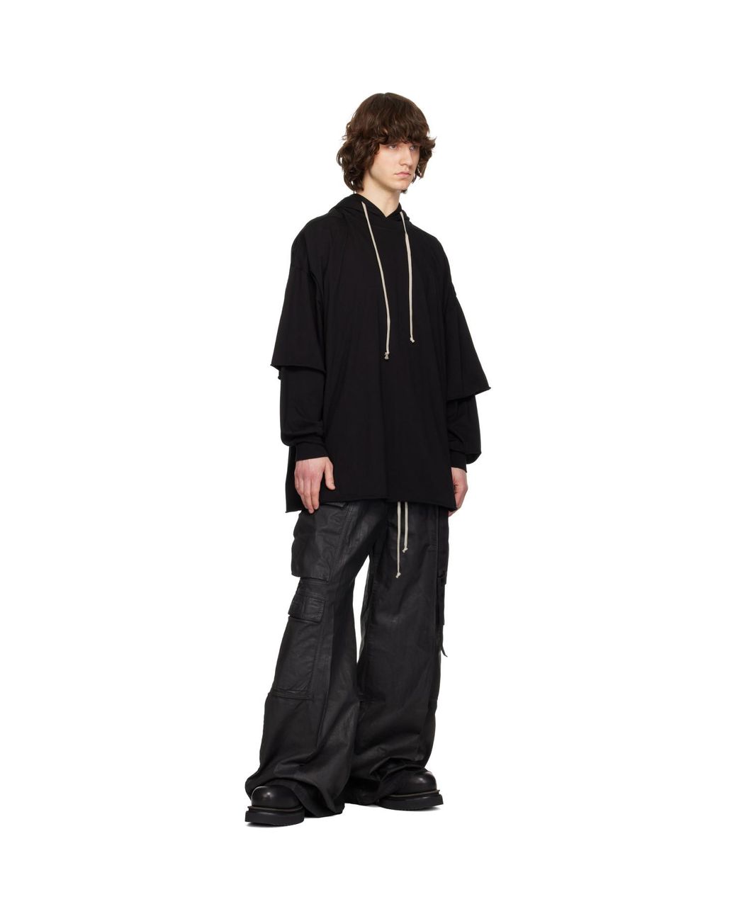 Rick Owens Black Temple Double Jumbo Belas Denim Cargo Pants for men