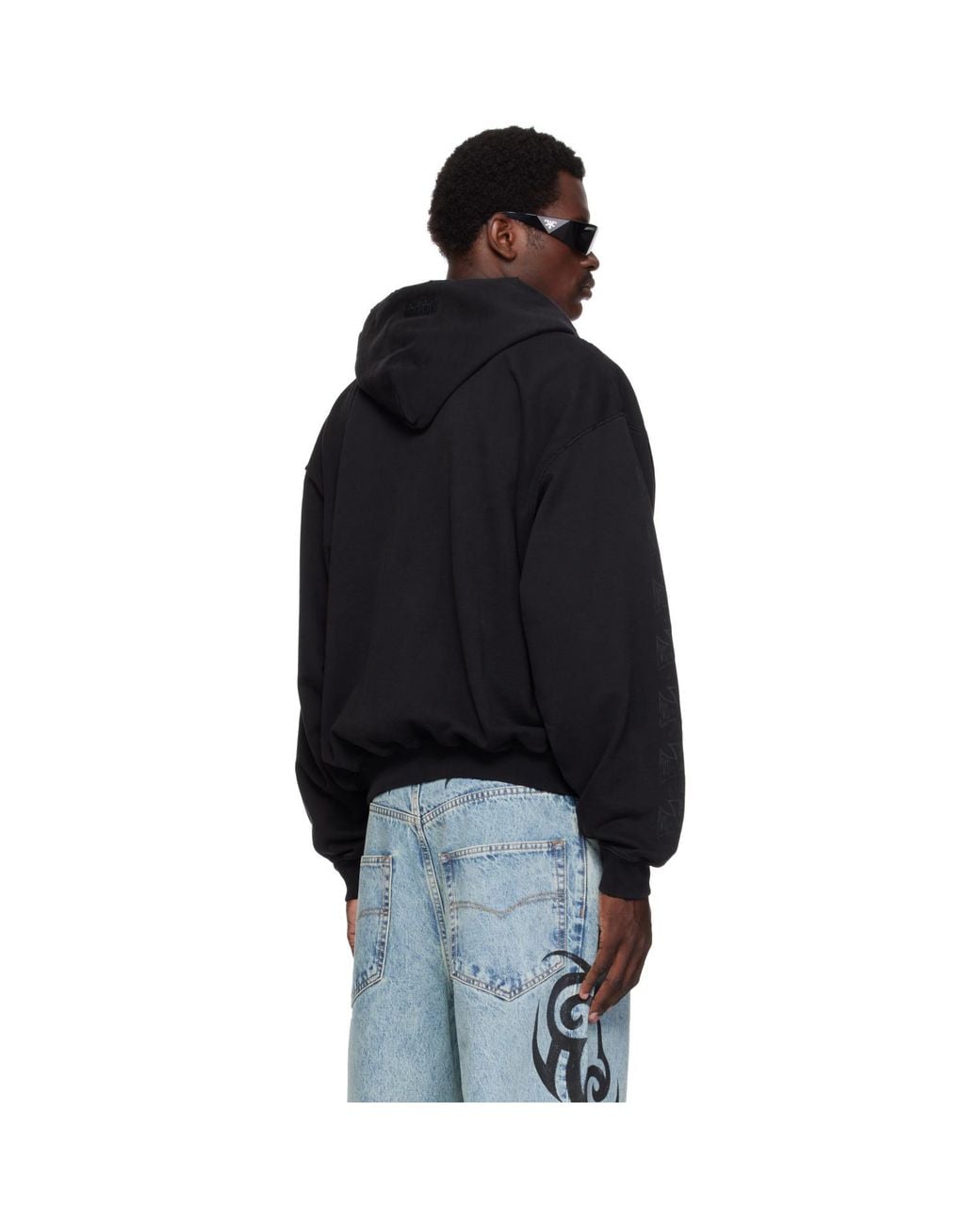 Vetements Black Big Biker Cross Zip-Up Hoodie for men