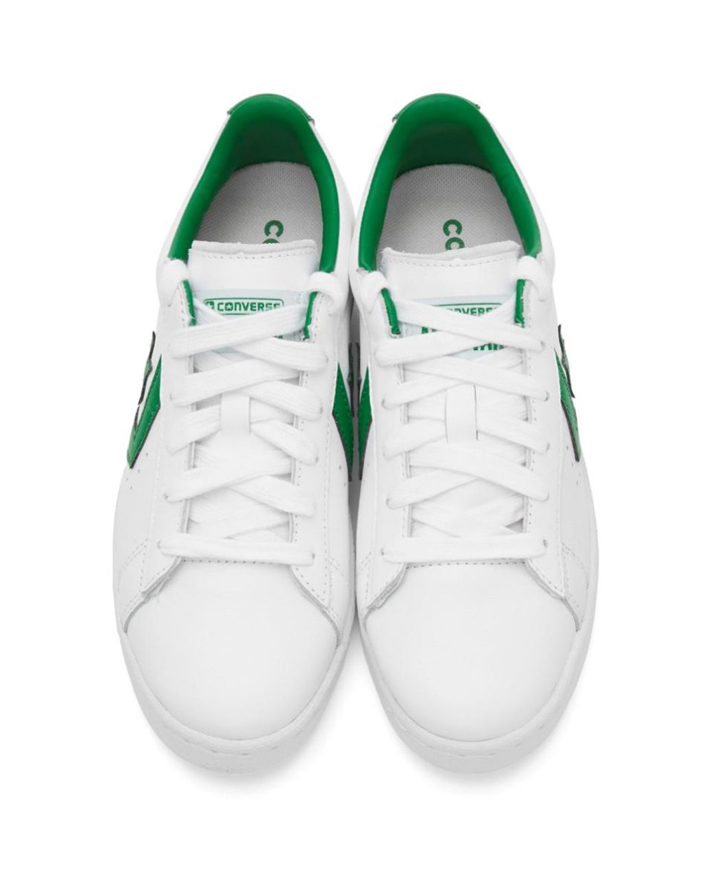 Converse White And Green Leather Pro Og Sneakers for Men | Lyst