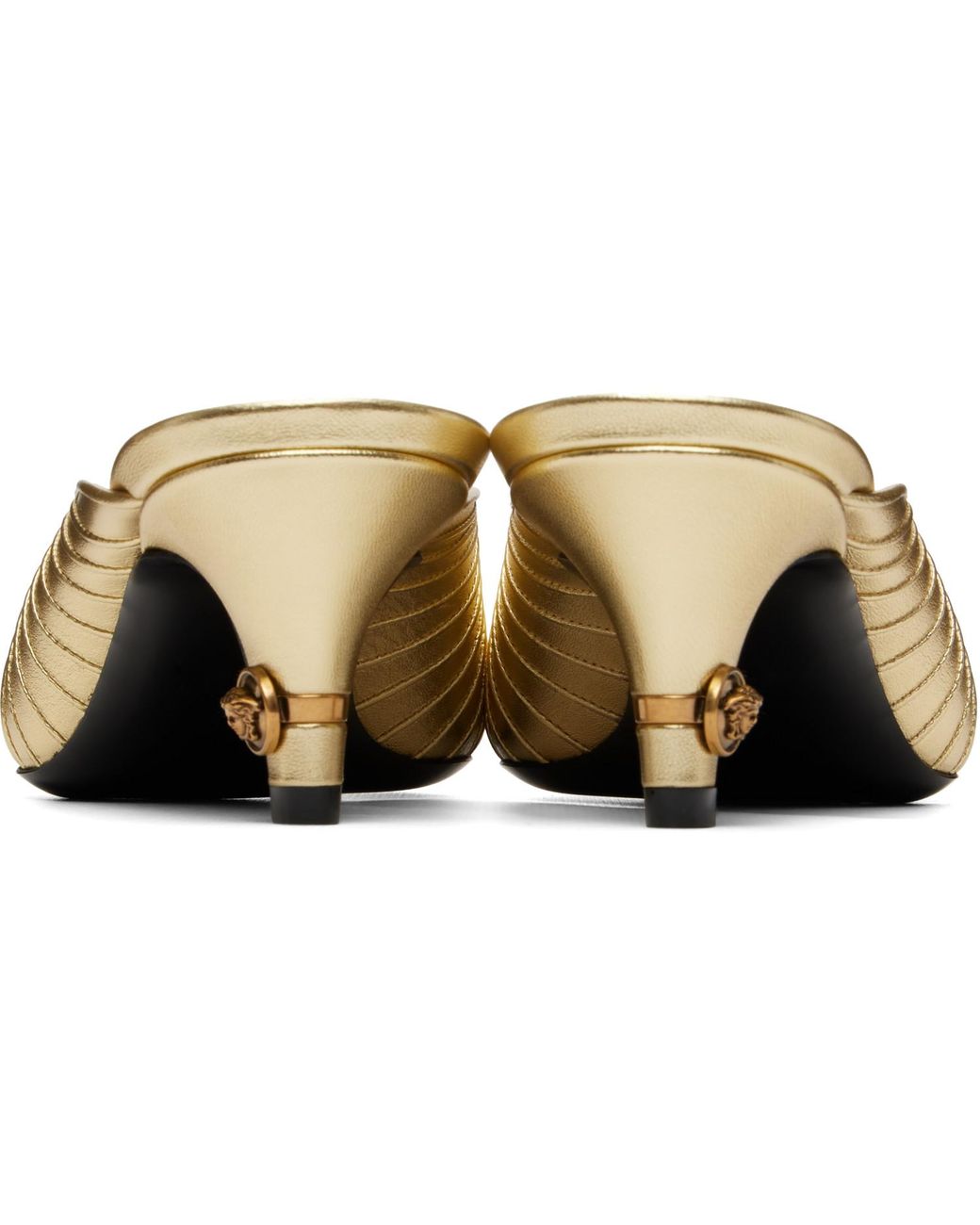 Versace Gianni Metallic Nappa Mule Heels