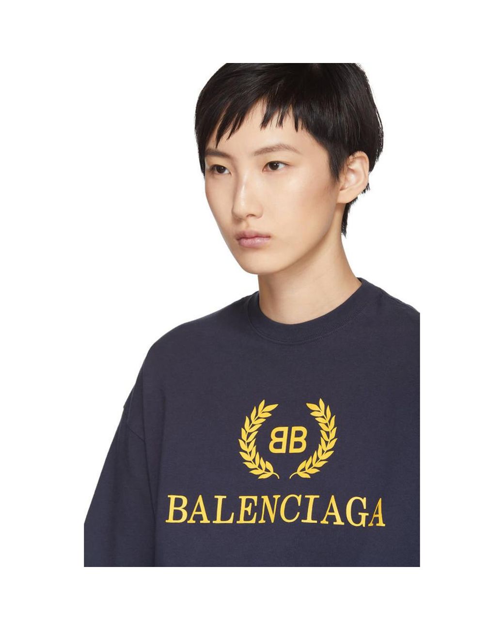 Regnfuld Overbevisende Billy ged Balenciaga Navy Bb Crown Logo T-shirt in Blue | Lyst Canada