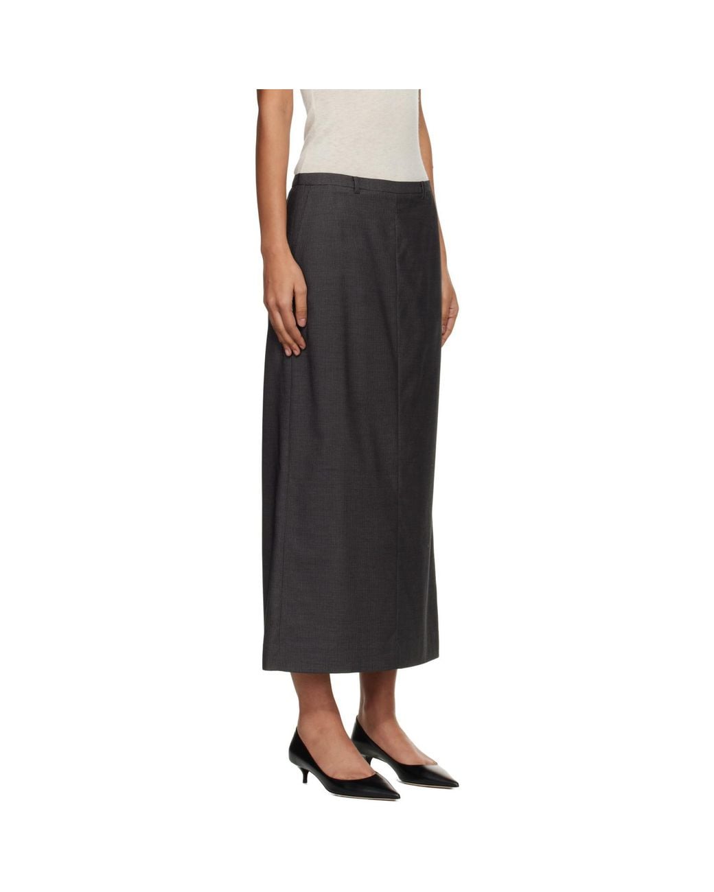 DUNST Black H-Line Striped Maxi Skirt