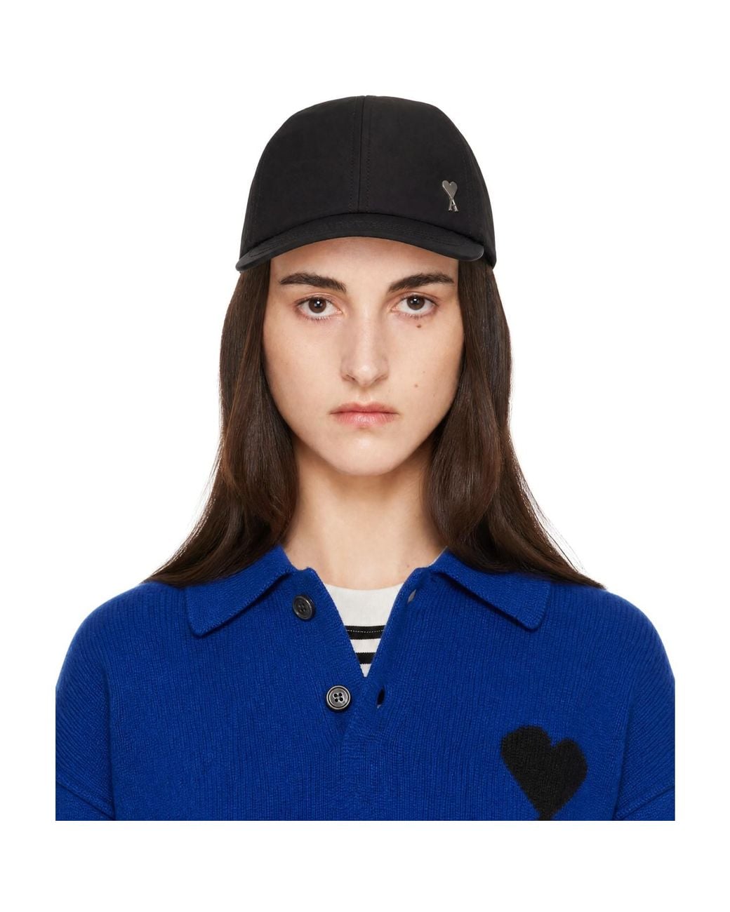 AMI Blue Nylon Cotton Ami De Coeur Stud Cap