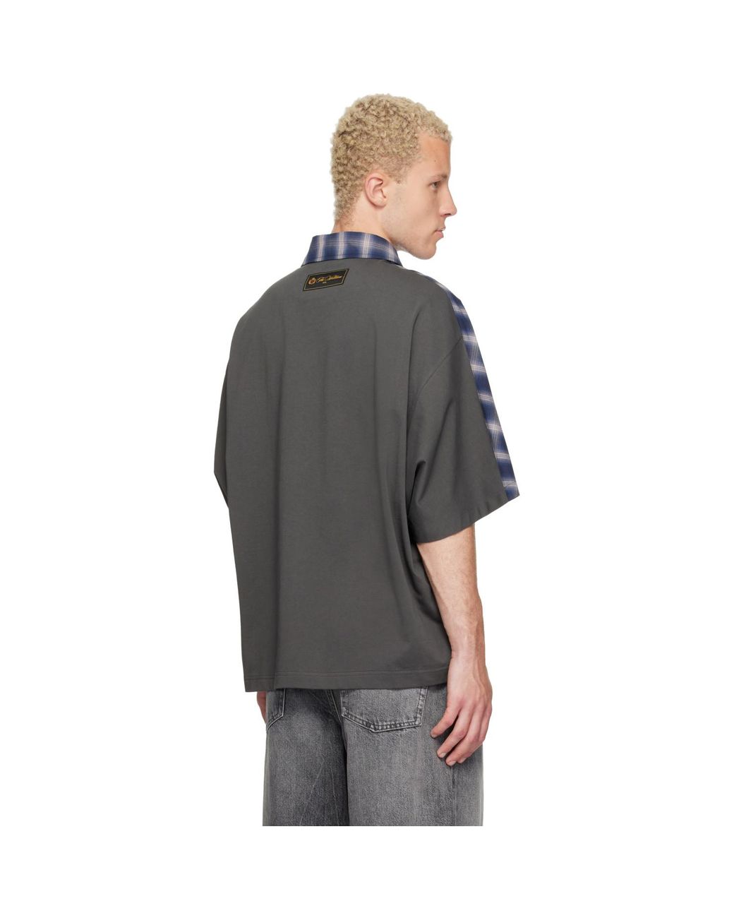 we11done Blue Dolman Short-Sleeved Shirt for men