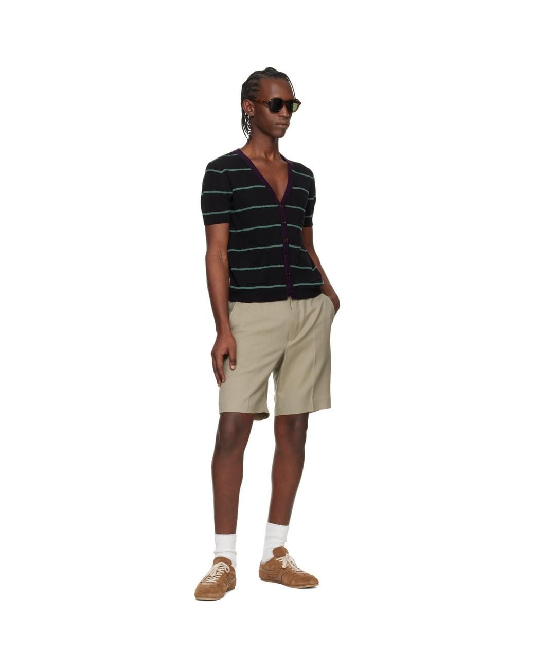 Dries Van Noten Black Striped Cardigan for men