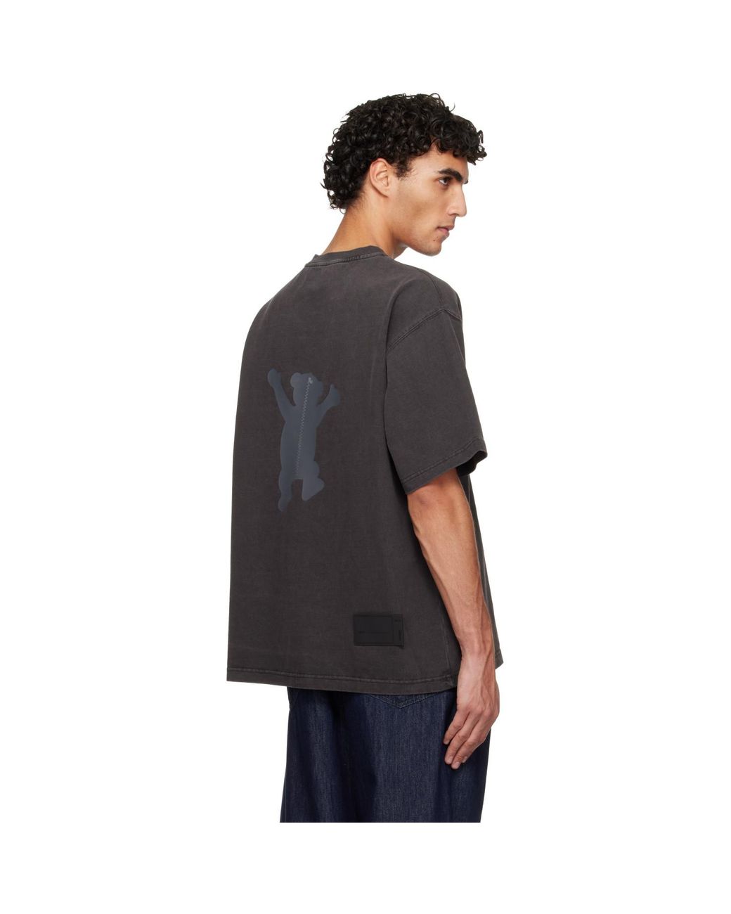 we11done Black Teddy Logo T-Shirt for men