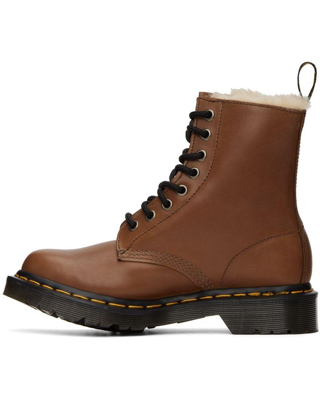 Dr. Martens Tan 1460 Serena Faux-fur Boots in Brown | Lyst