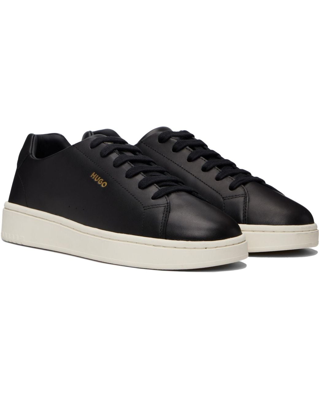 HUGO Black Logo Nappa Leather Sneakers for men
