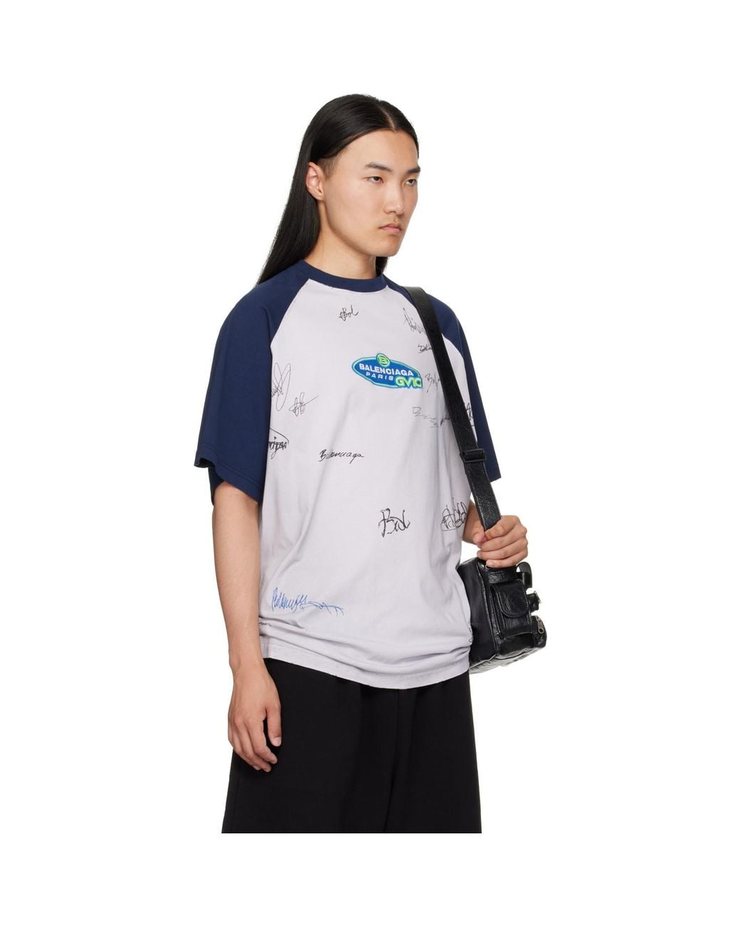 Balenciaga Blue Raglan Sleeves T-shirt for men