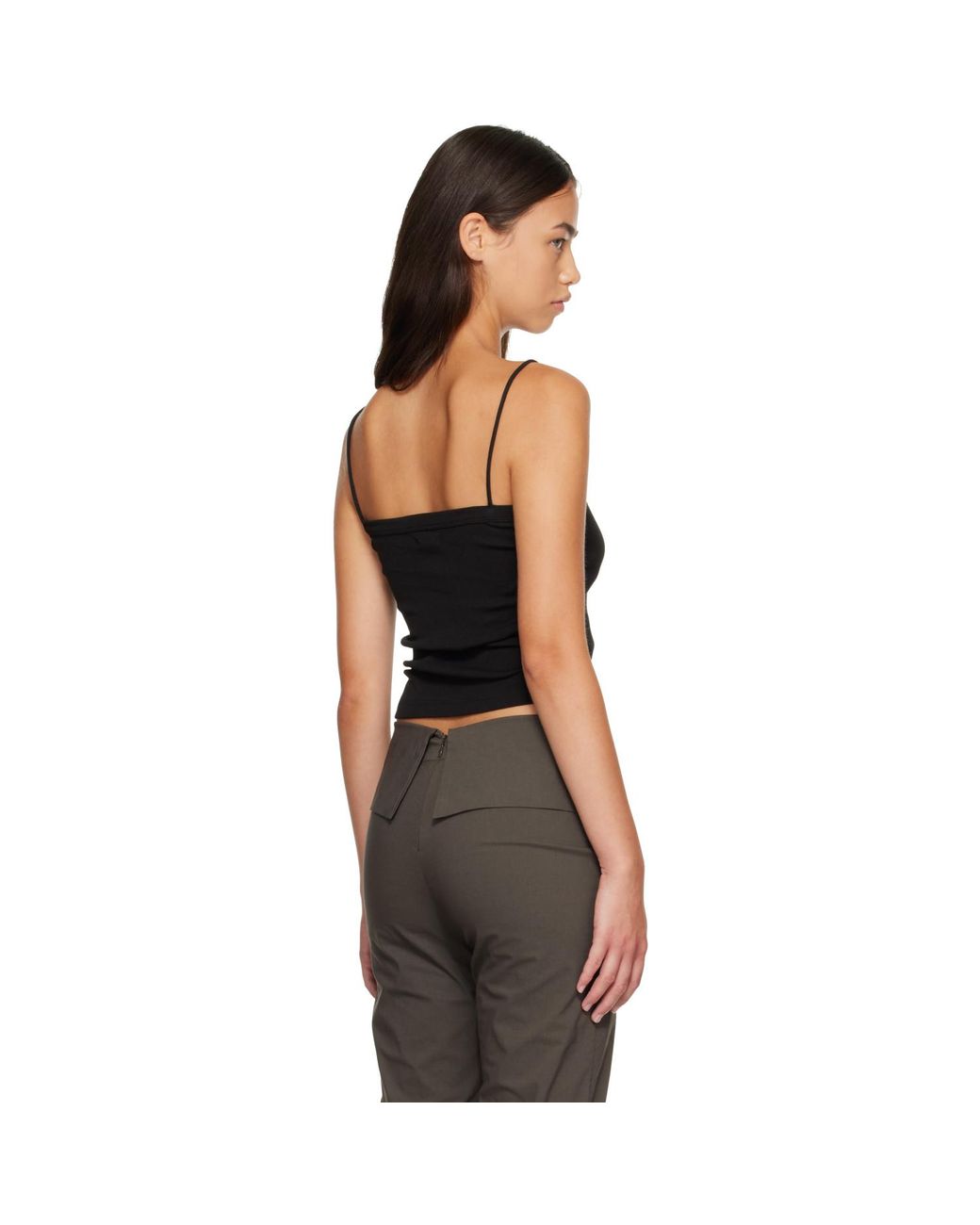 St. Agni Black Organic Cotton Square Neck Camisole