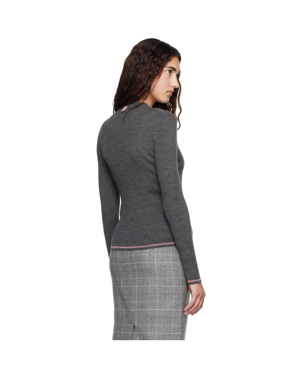Thom Browne Black Merino Wool Rib Stitch Cardigan